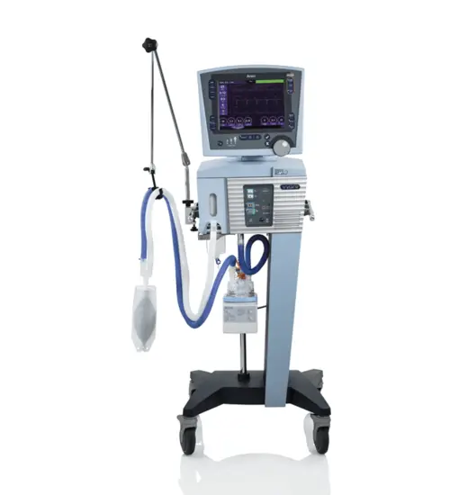 Vyaire's Avea™ CVS ventilator with a breathing circuit attached.