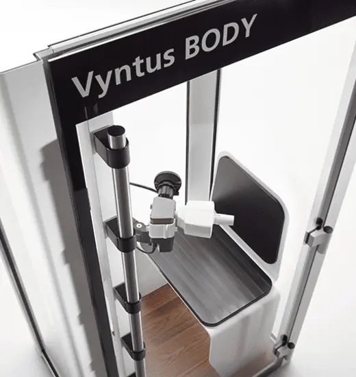 The large patient cabin in Vyaire's Vyntus™ BODY Plethysmograph. The large patient cabin in Vyaire's Vyntus™ BODY Plethysmograph.